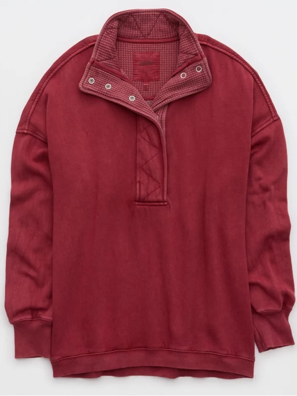 Aerie Women’s Getaway Quarter Snap Sweatshirt Size XL Cherry Tart NWT Oversized